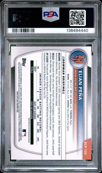 2025 Bowman Chrome Prospects Elian Pena Pulsar 281/399 PSA 10