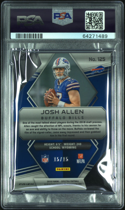 2018 Panini Spectra Josh Allen Neon Pink Die Cut PSA 8