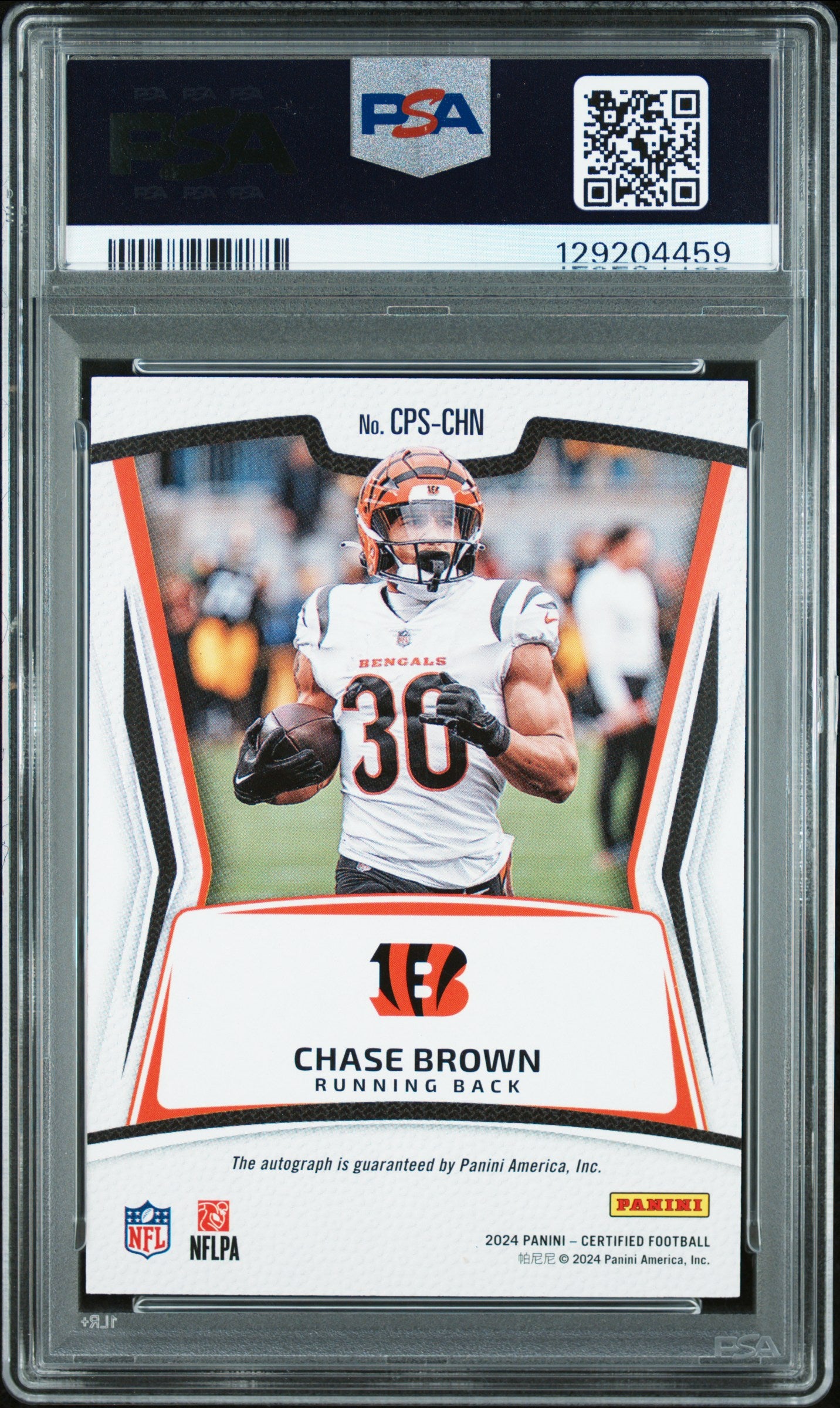 2024 Panini Certified Certified Potential Signatures Chase Brown Red /99 PSA 9