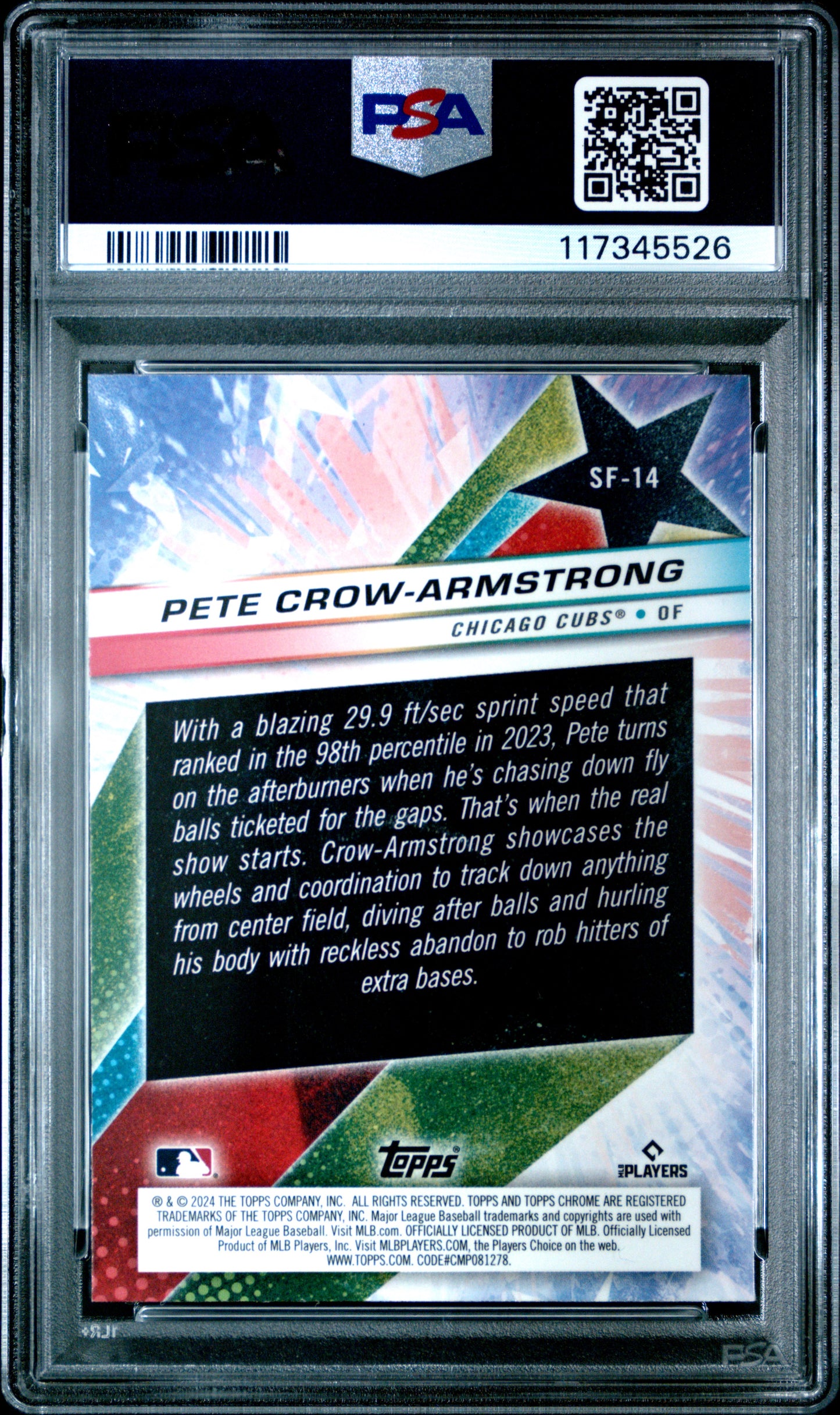 2024 Topps Chrome Cosmic Starfractor Pete Crow-Armstrong PSA 7