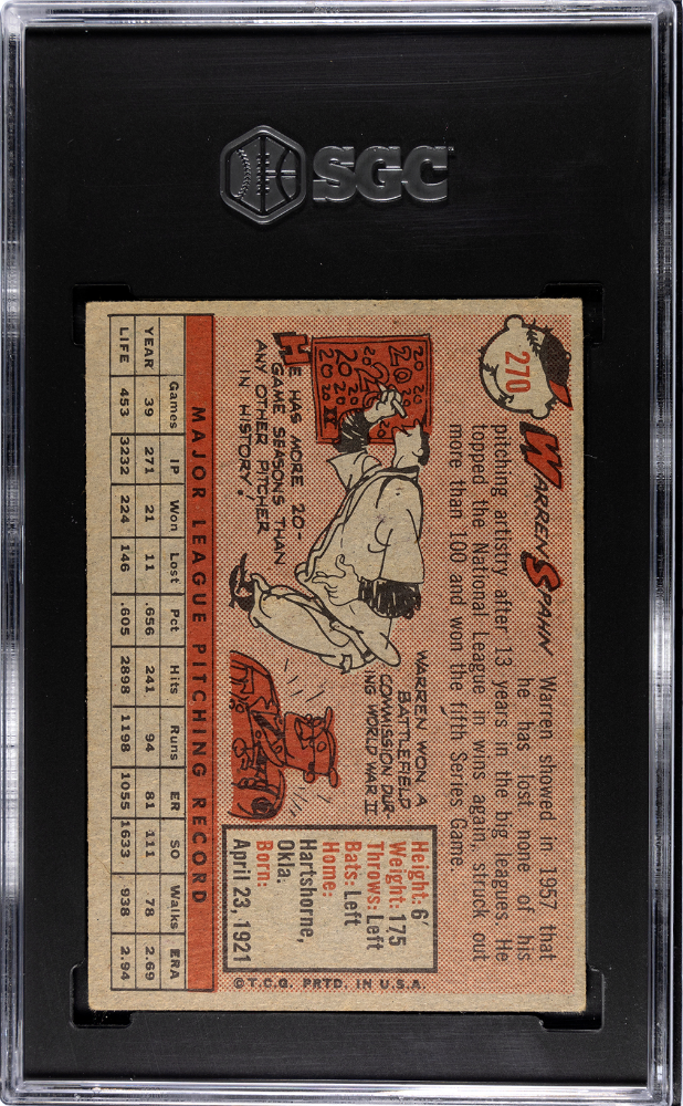 1958 Topps Warren Spahn SGC 4.5