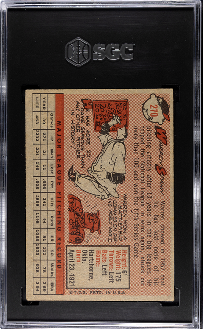1958 Topps Warren Spahn SGC 4.5