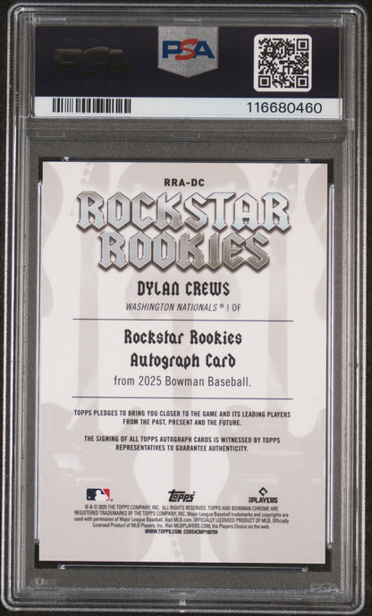 2025 Bowman Rockstar Rookies Autographs Dylan Crews 25/25 PSA 9