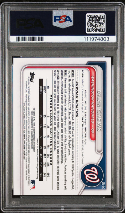 2024 Bowman Chrome Prospect Autographs Dylan Crews PSA 9