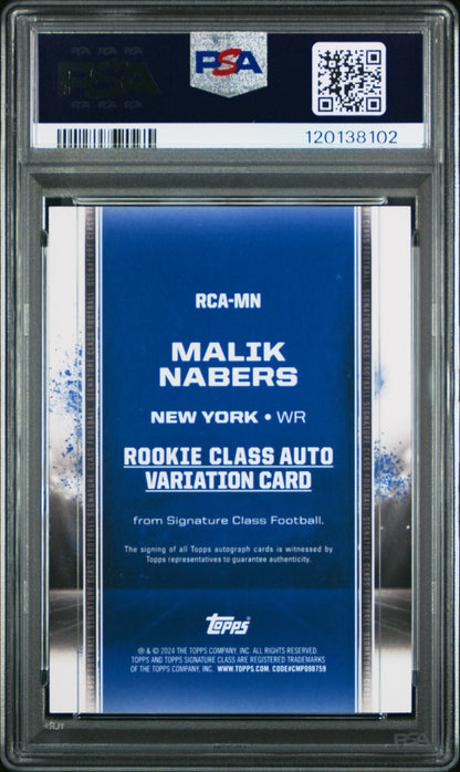 2024 Topps Signature Class Rookie Class Autograph Variation Malik Nabers Teal 134/225 PSA 9