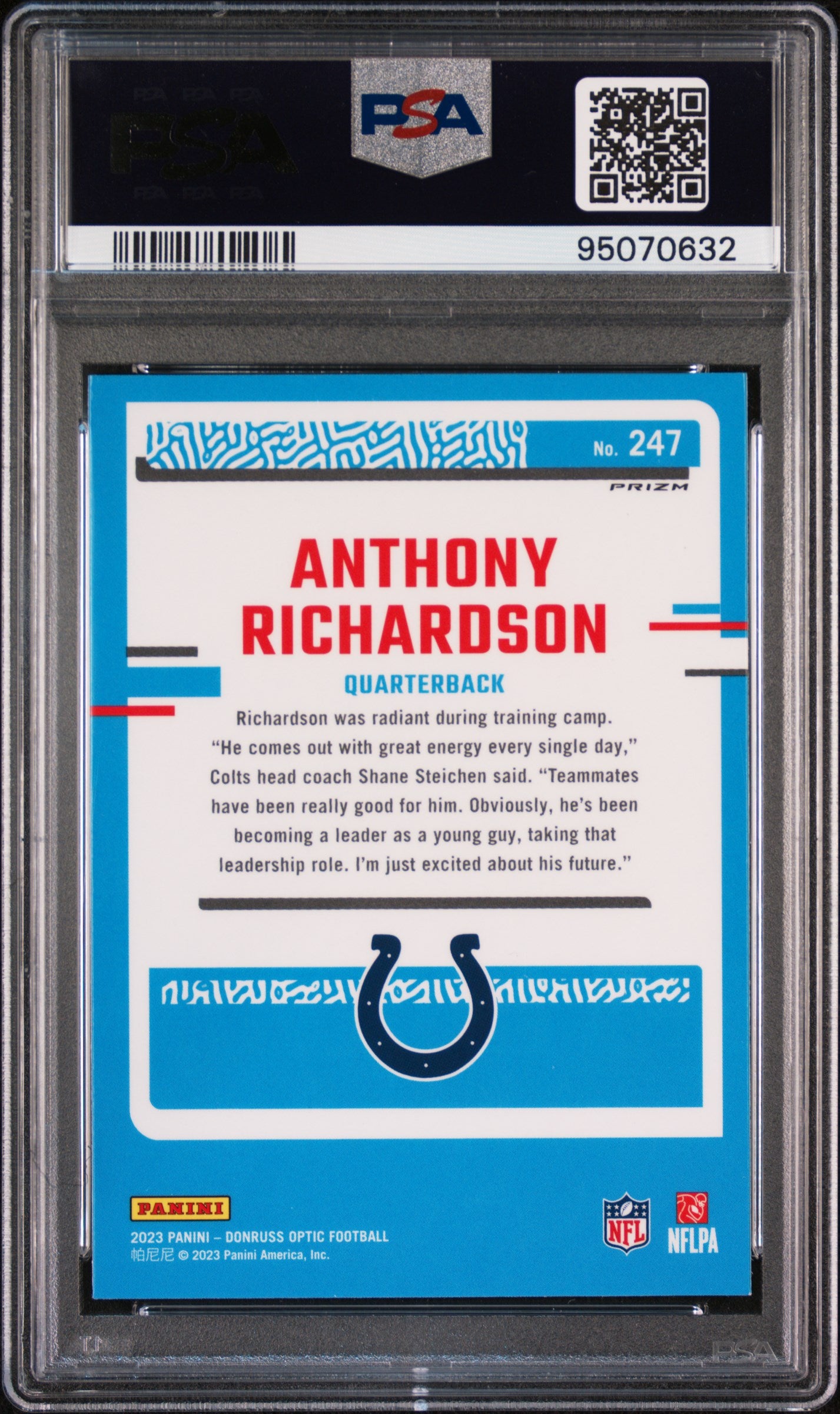 2023 Panini Donruss Optic Anthony Richardson #247 Purple Shock PSA 10