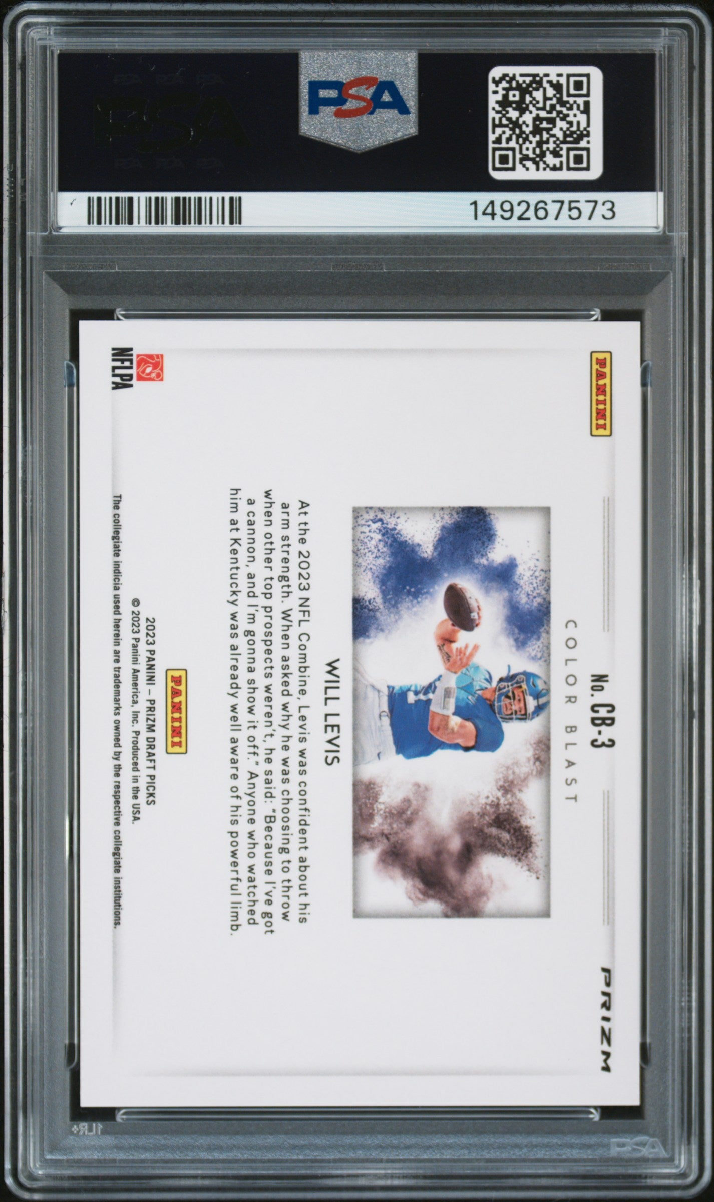 2023 Panini Prizm Draft Picks Color Blast Will Levis PSA 8
