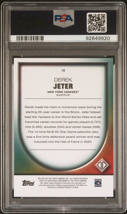 2023 Topps Transcendent Collection Icons Chrome Derek Jeter Var Gold 1/10 PSA 10