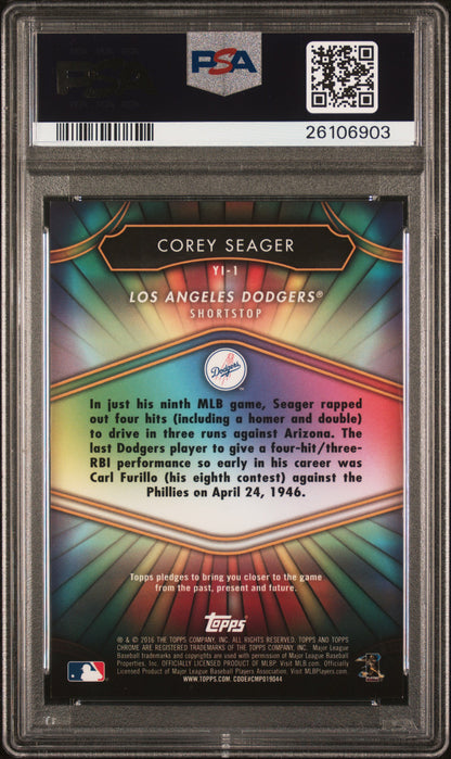 2016 Topps Chrome Youth Impact Corey Seager Red Refractor PSA 10