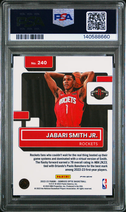 2022 Panini Donruss Optic Jabari Smith JR. Red Sparkle PSA 10