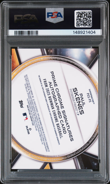 2025 Bowman Chrome Prime Chrome Signatures Paul Skenes Super 1/1 PSA 10 Auto 10
