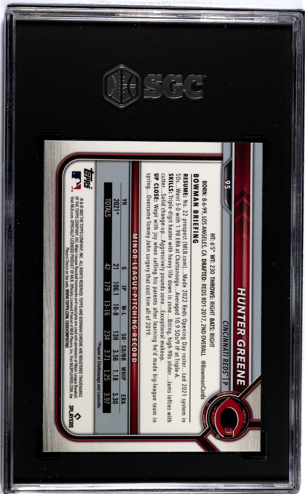 2022 Bowman Chrome Sapphire Hunter Greene SGC 10