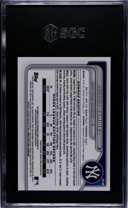 2024 Bowman Agustin Ramirez Cpa Blue Lunar Refractor 150 SGC 10 Auto 10