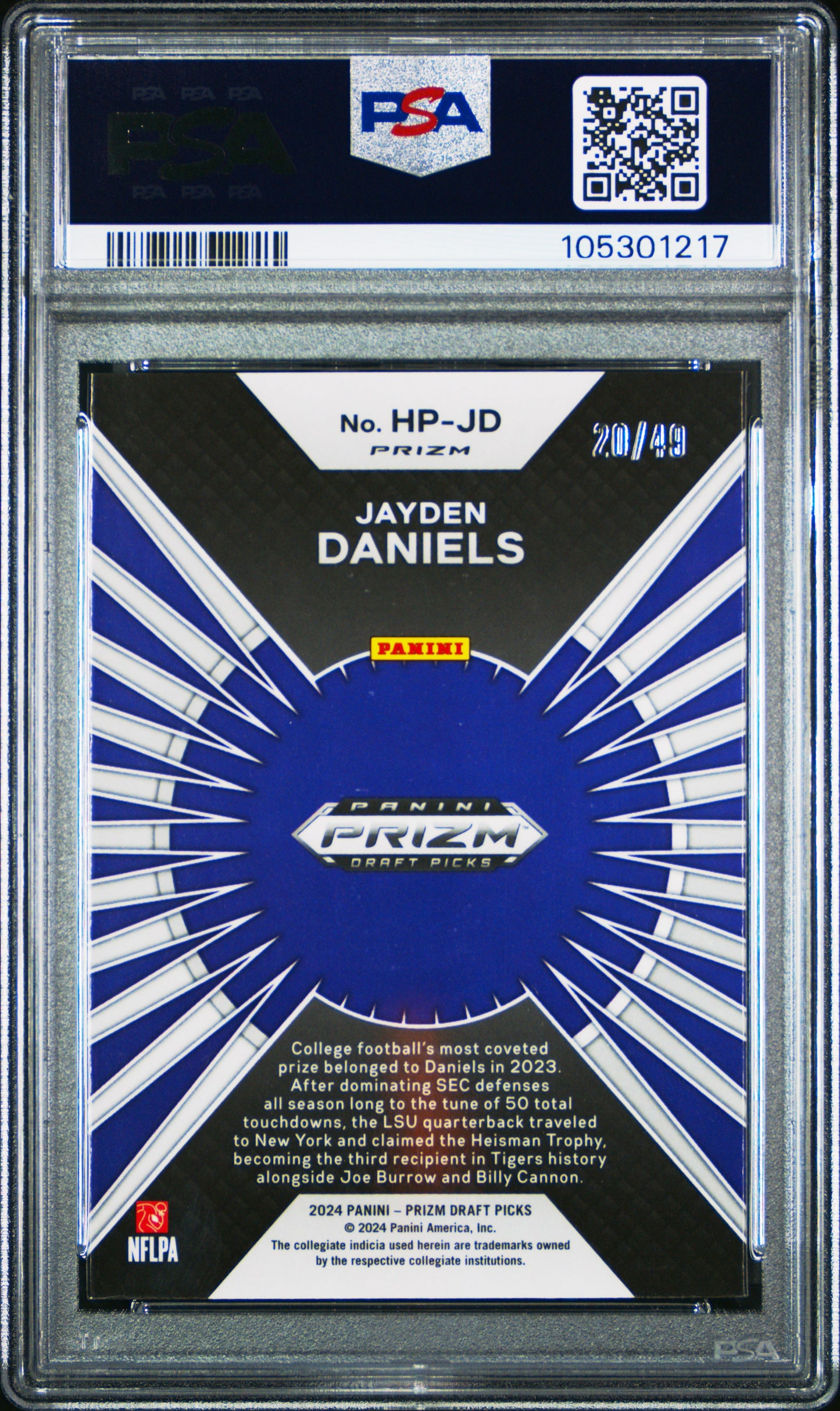 2024 Panini Prizm Draft Picks Hype Jayden Daniels #HPJD Orange Pulsar PSA 9