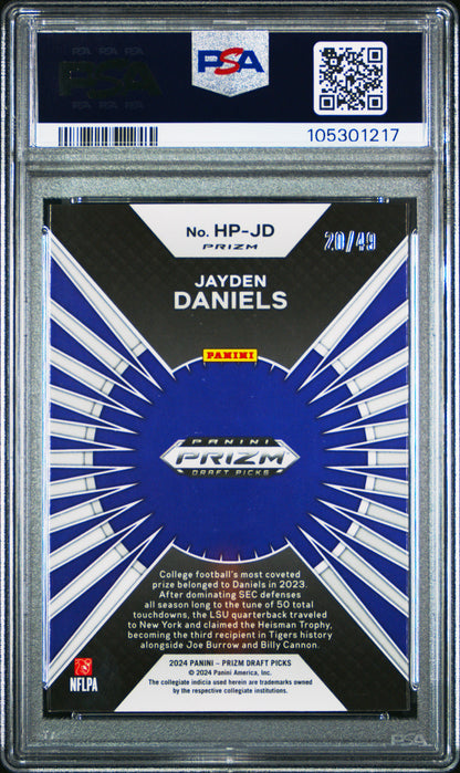 2024 Panini Prizm Draft Picks Hype Jayden Daniels #HPJD Orange Pulsar PSA 9