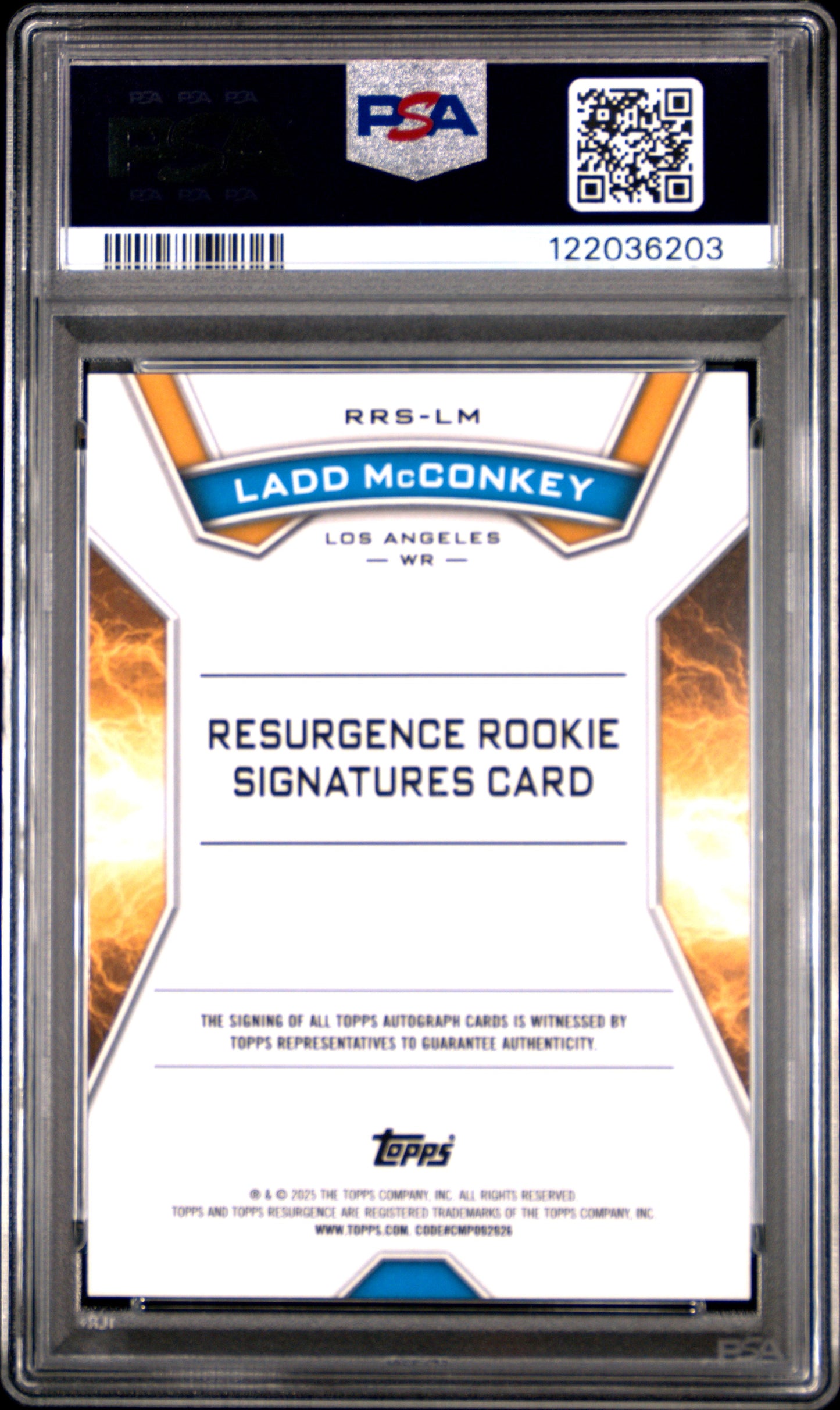 2024 Topps Resurgence Resurgence Rookie Signatures Ladd Mcconkey /249 PSA 10