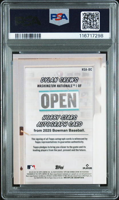 2025 Bowman Hobby Stars Autographs Dylan Crews 51/99 PSA 10