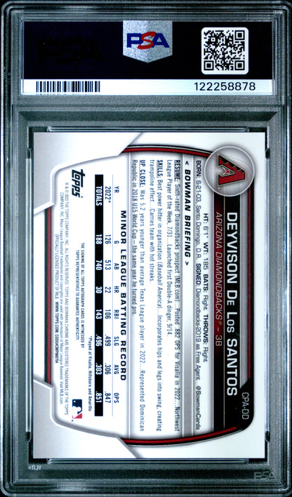 2023 Bowman Chrome Prospect Autographs D. De Los Santos PSA 10