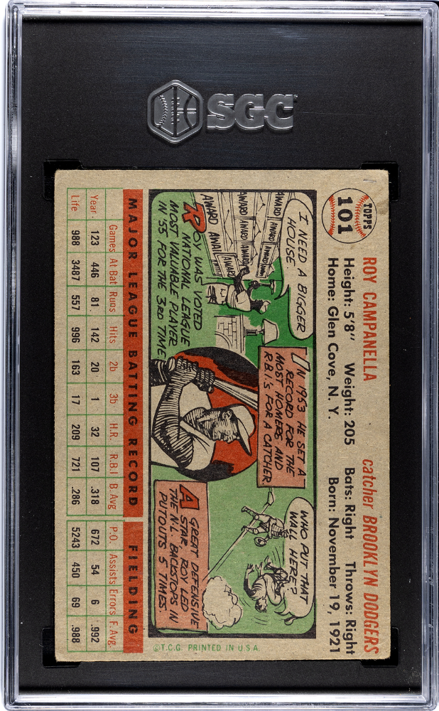 1956 Topps Roy Campanella Gray Back SGC 2