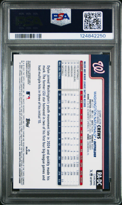 2025 Topps Chrome Rookie Autographs Dylan Crews Blue Ref 042/150 PSA 9