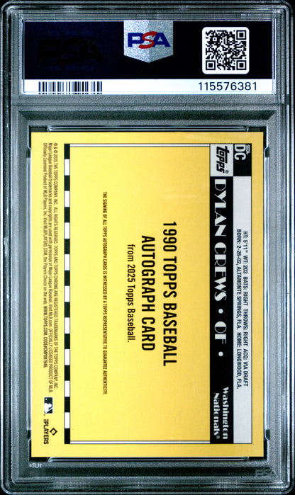 2025 Topps Silver Pack 1990 Chrome Promo Autograph Dylan Crews Gold 36/50 PSA 10