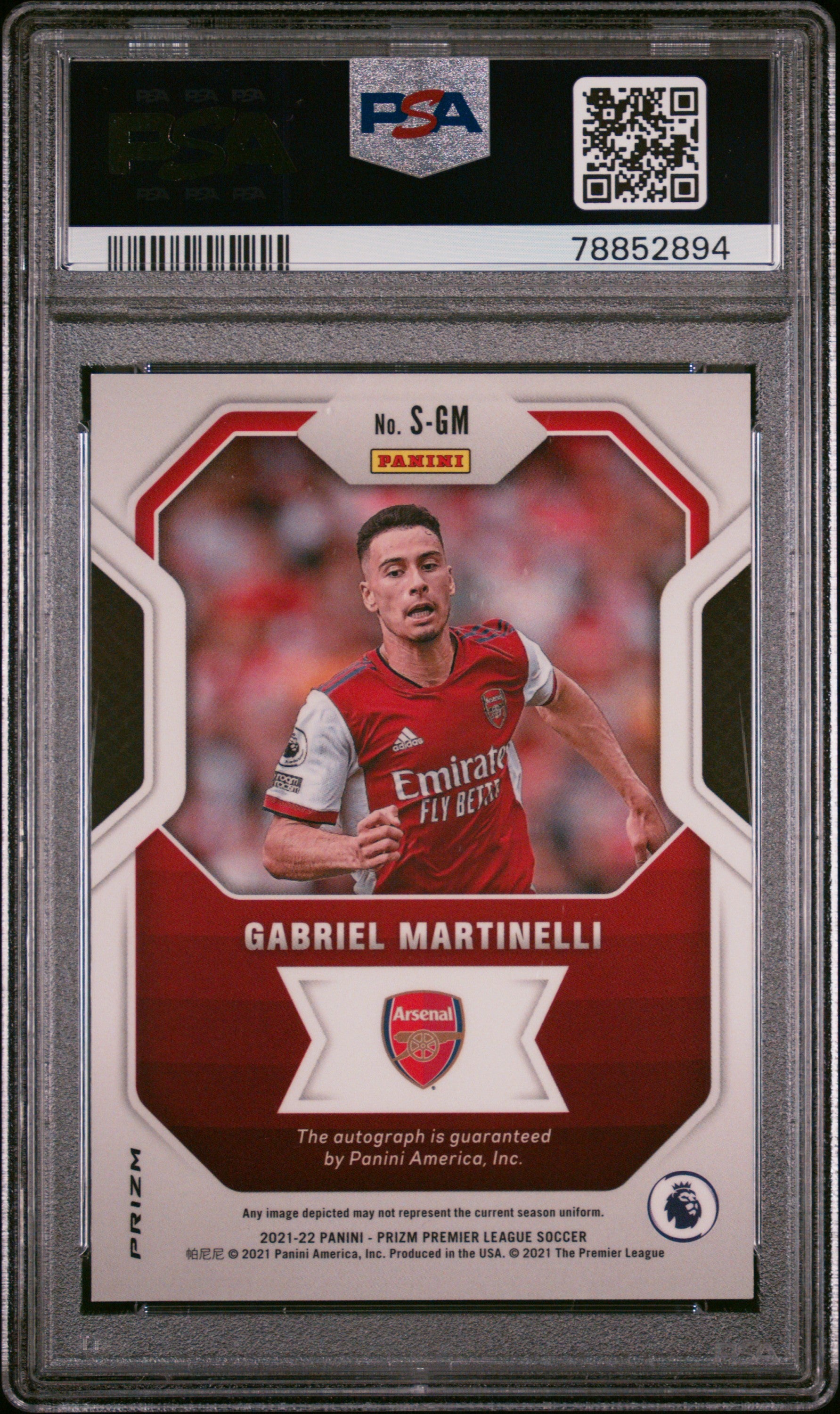 2021 Panini Prizm Premier League Gabriel Martinelli Breakaway RC Auto PSA 9