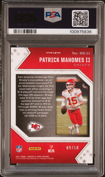 2021 Panini Rookies & Stars Star Studded Patrick Mahomes II Blue /50 PSA 9
