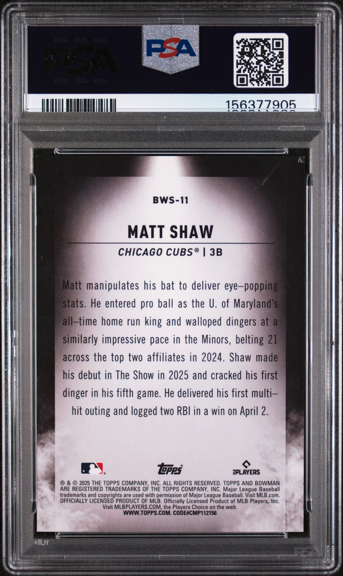 2025 Bowman Chrome Bowman Spotlights Matt Shaw PSA 9