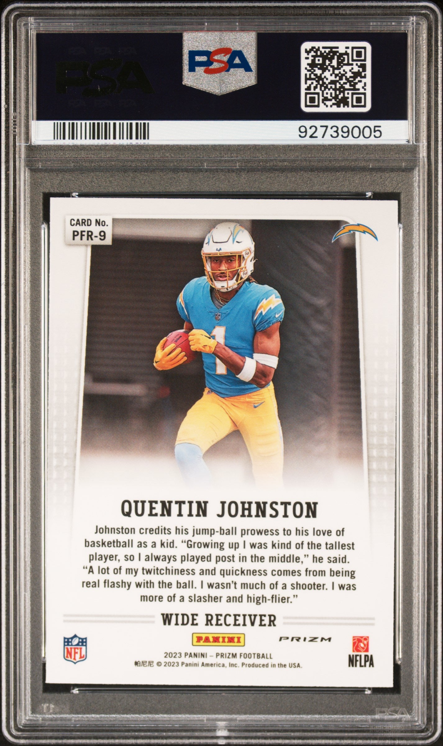 2023 Panini Prizm Prizm Flashback Rookie Quentin Johnston #PFR9 No Huddle PSA 10