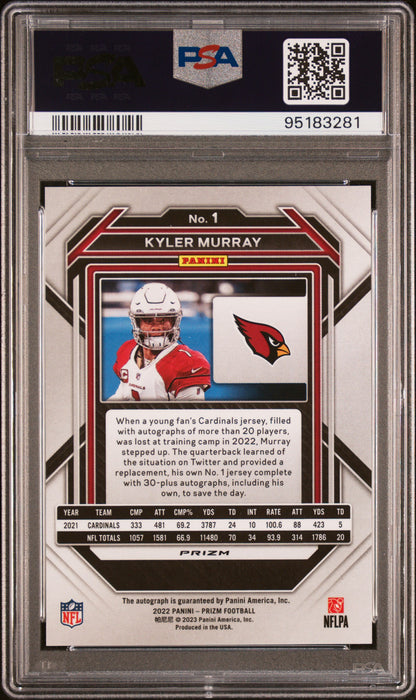 2022 Panini Prizm Kyler Murray Silver Autograph PSA 9