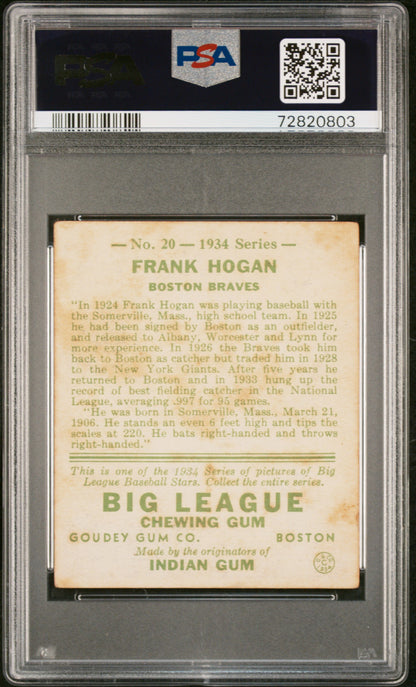 1934 Goudey Frank Hogan PSA 3
