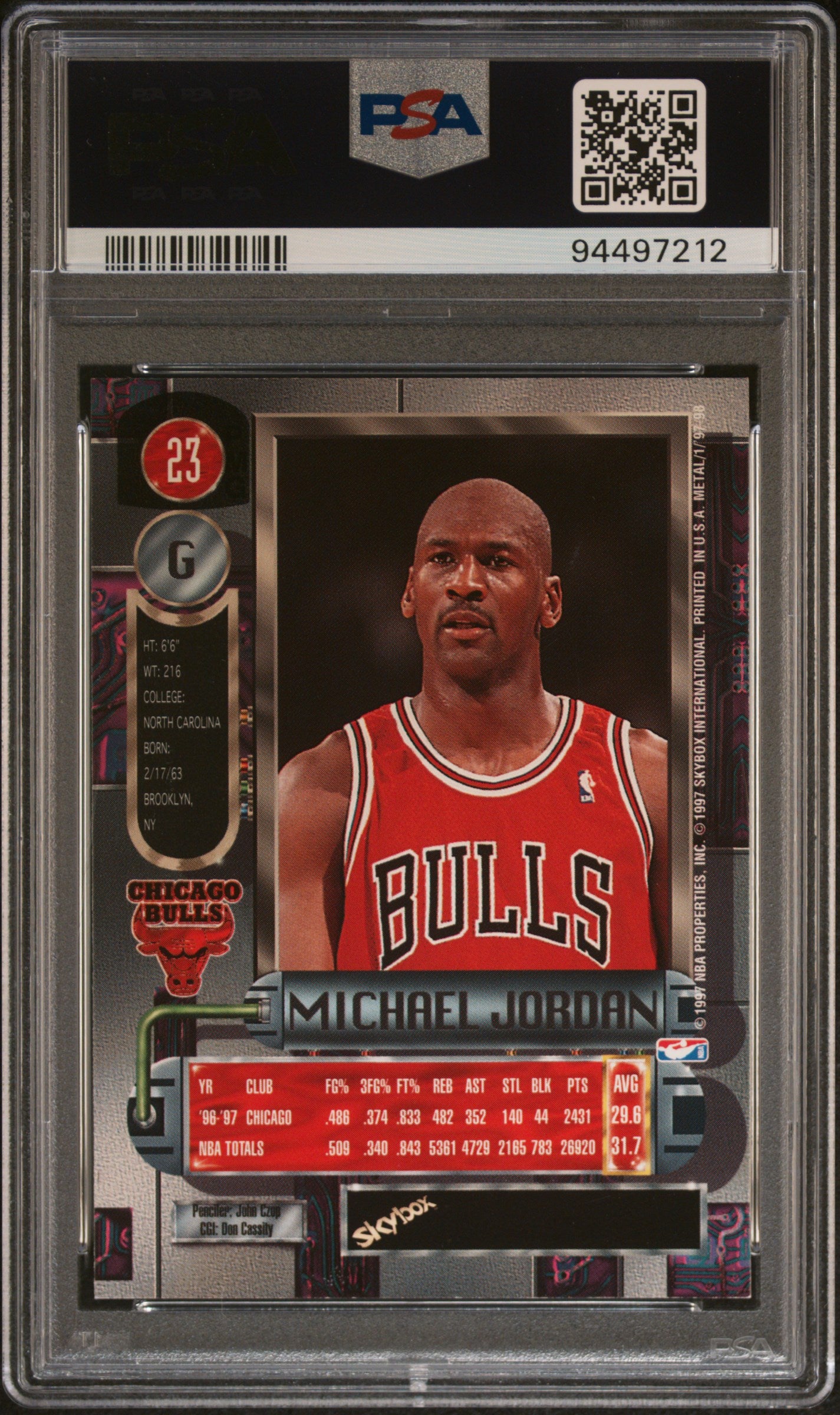 1997 Metal Universe Michael Jordan #23 PSA 8.5