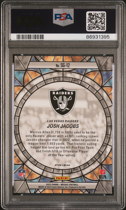 2023 Panini Mosaic Stained Glass Josh Jacobs PSA 10