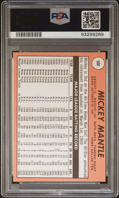 1969 Topps Mickey Mantle Last Name In Yellow PSA 5