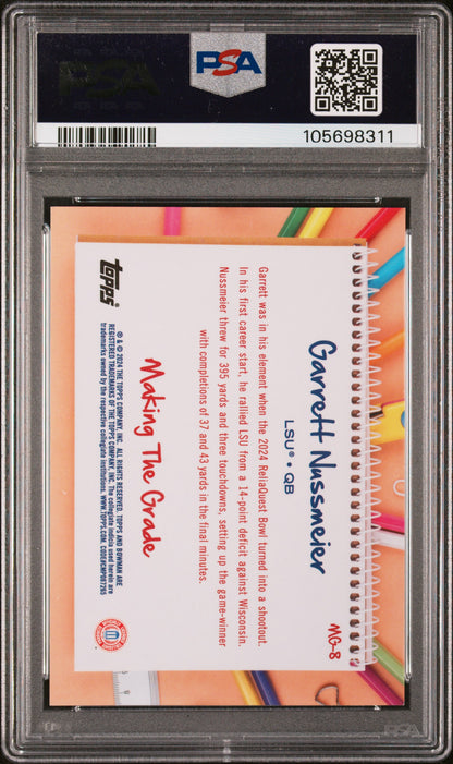 2024 Bowman Best University Making The Grade Garrett Nussmeier Teal Ref 14/15 PSA 9