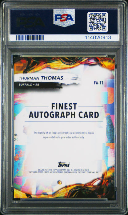 2024 Topps Finest Finest Autographs Thurman Thomas Black Geometric 12/25 PSA 9