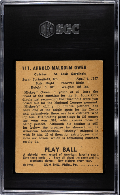 1940 Playball Mickey Owen SGC 4