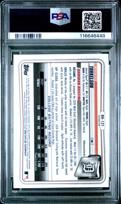 2020 Bowman Draft Spencer Torkelson Chrome Refractor PSA 10