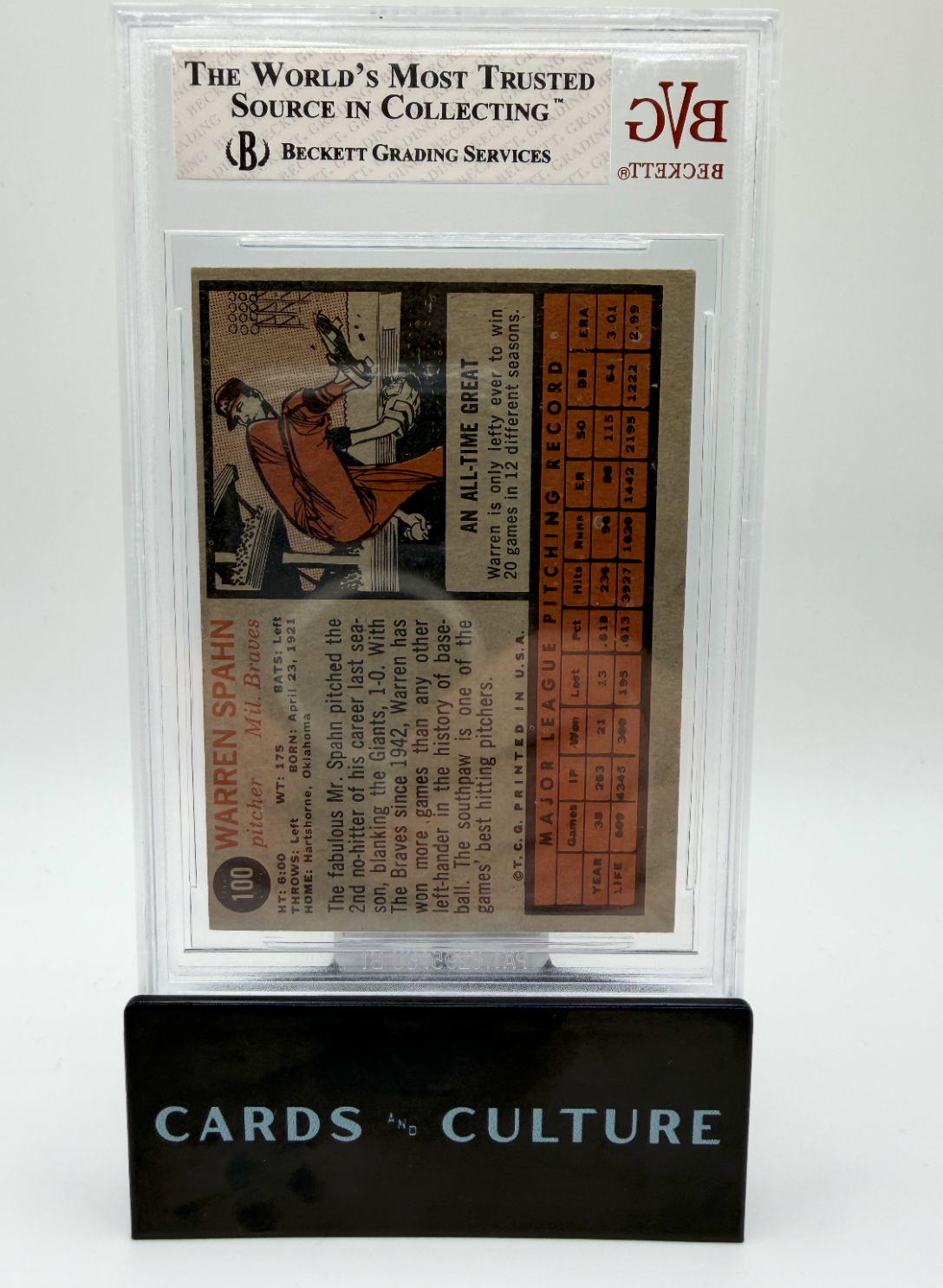 1962 Topps Warren Spahn BVG 6