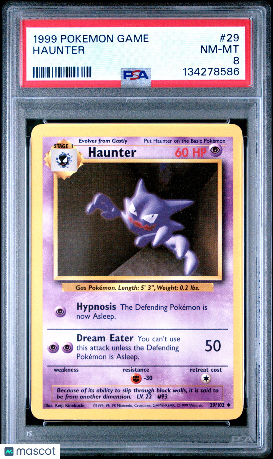 1999 Pokemon Game Haunter PSA 8