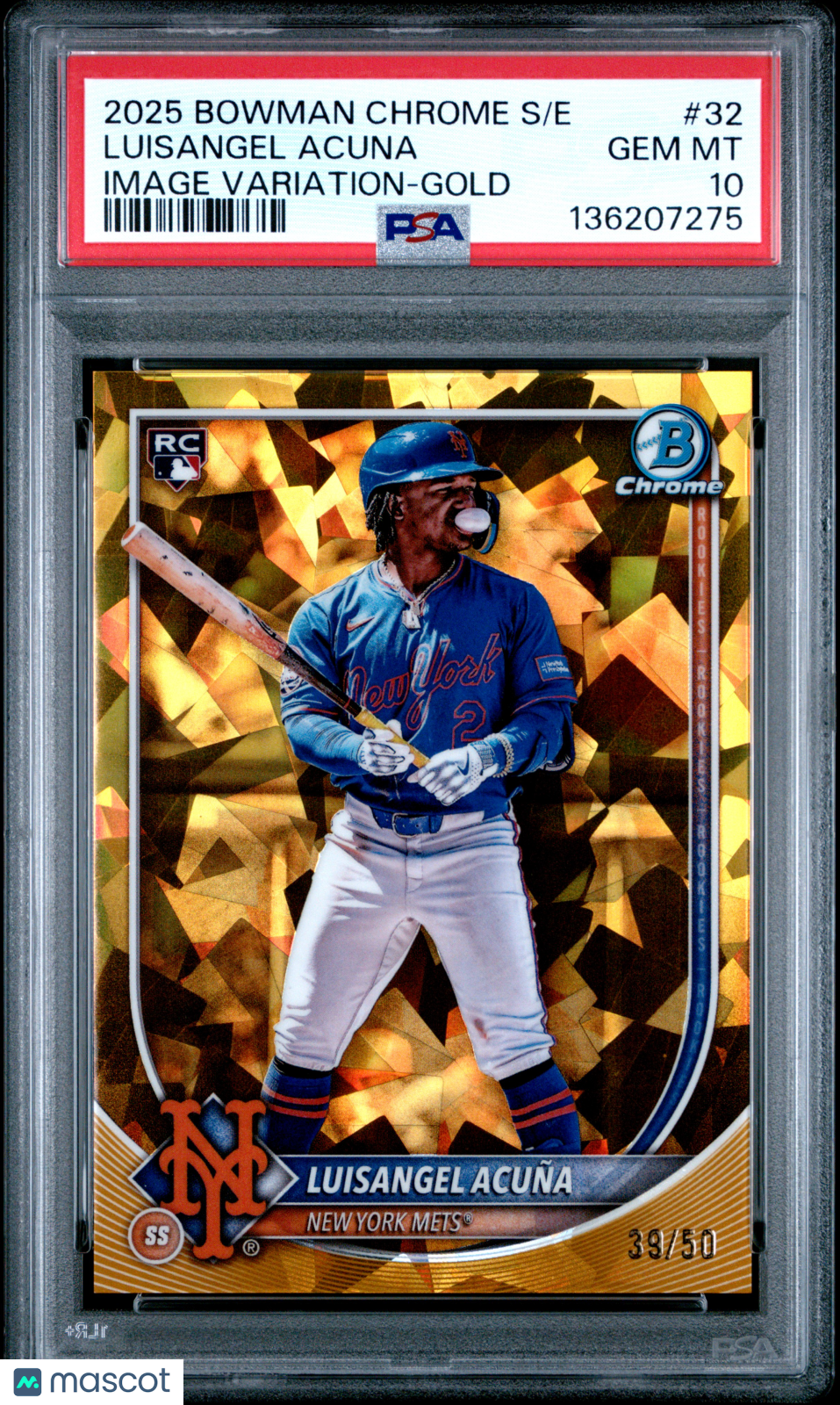 2025 Bowman Chrome Sapphire Edition Luisangel Acuna Image Variation Gold 39/50 PSA 10