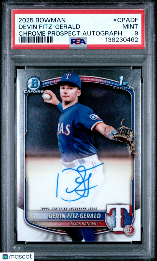 2025 Bowman Chrome Prospect Autographs Devin Fitz-Gerald PSA 9