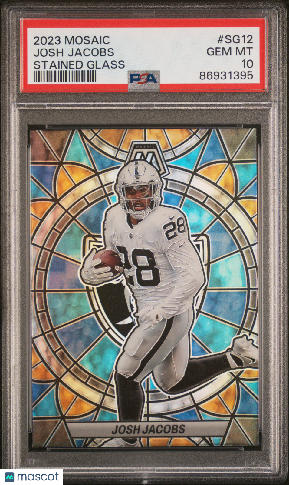 2023 Panini Mosaic Stained Glass Josh Jacobs PSA 10