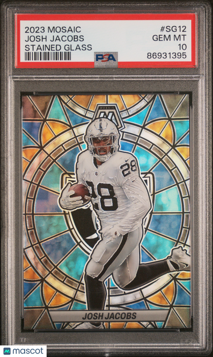 2023 Panini Mosaic Stained Glass Josh Jacobs PSA 10