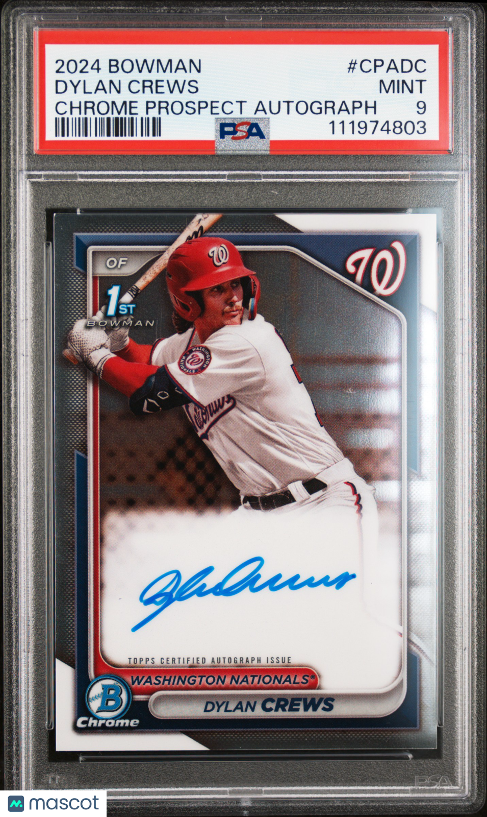 2024 Bowman Chrome Prospect Autographs Dylan Crews PSA 9