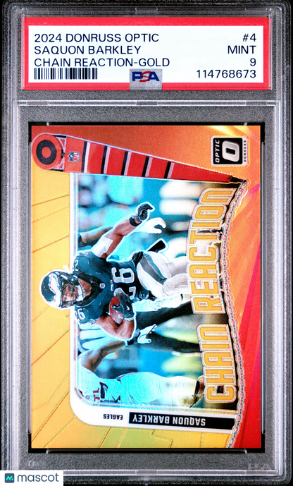 2024 Panini Donruss Optic Chain Reaction Saquon Barkley Gold /10 PSA 9