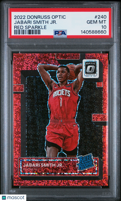 2022 Panini Donruss Optic Jabari Smith JR. Red Sparkle PSA 10