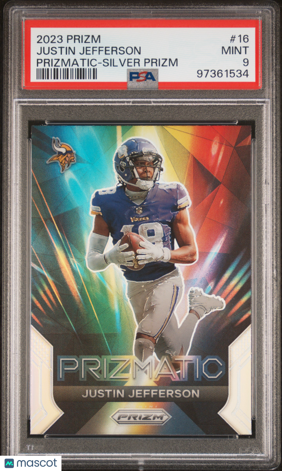 2023 Panini Prizm Prizmatic Justin Jefferson #16 Silver PSA 9