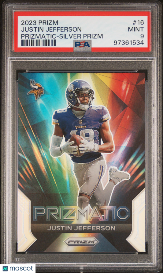2023 Panini Prizm Prizmatic Justin Jefferson #16 Silver PSA 9