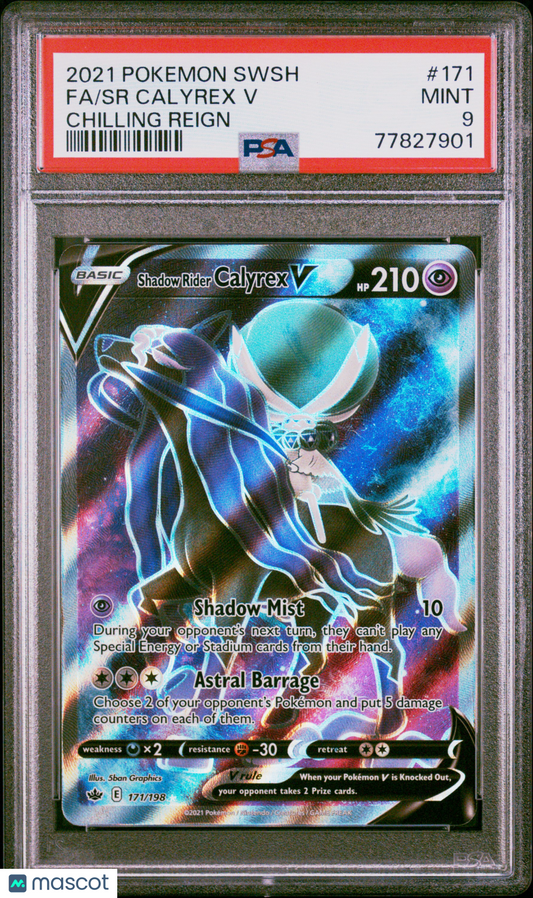 2021 Pokemon Sword & Shield Chilling Reign SR Calyrex V Fa Chilling Reign PSA 9